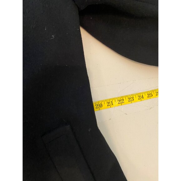 Saks Fifth Avenue Double-Breasted Black Wool Overcoat  Coat Trench Large - Picture 7 of 10